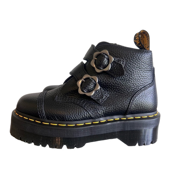 NEW Dr. Martens Women's Devon Flower Black Boot - Picture 4 of 10